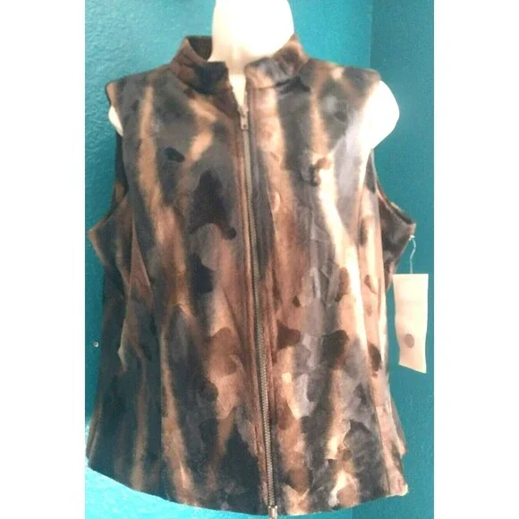 NWT Vintage Faux Fur Vest Animal Print Jordan Size Large - Picture 3 of 7